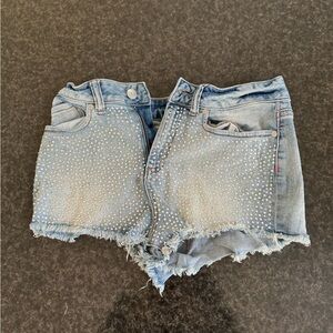 PINK rhinestone jean shorts